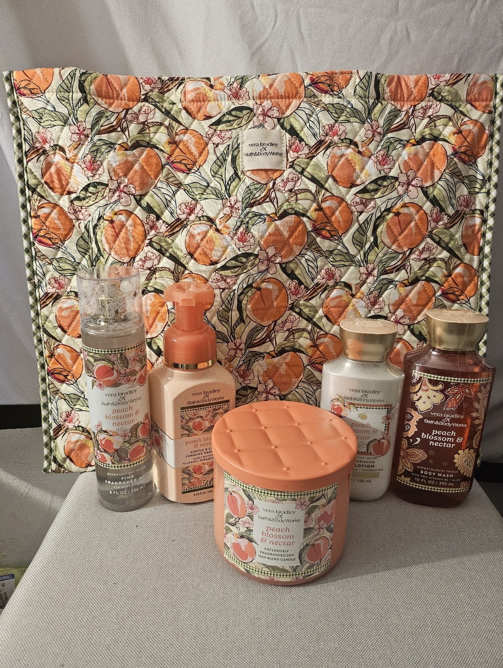 Vera Bradley x Bath & Body Works Peach Blossom Nectar Gift Set Tote Bag Bundle